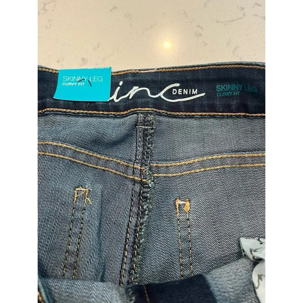 INC Denim Dark Skinny Leg Curvy Fit Jeans Size 8 30 inseam NWT